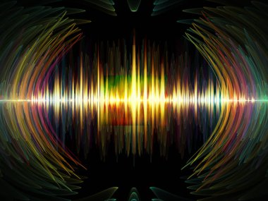 Dalga fonksiyonu serisi. Renkli sinüs titreşimlerin tasarlamak zemin, ışık ve fraktal elemanları üzerinde ses ekolayzer, Resimler için müzik spektrum ve kuantum olasılık