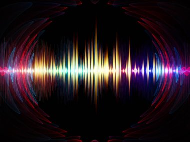 Dalga fonksiyonu serisi. Bileşimi renkli sinüs titreşimler, ışık ve ses ekolayzer, müzik projeleri için fon olarak hizmet etmek için fraktal öğeleri spektrum ve kuantum olasılık