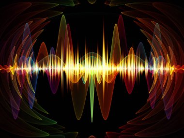Dalga fonksiyonu serisi. Bileşimi renkli sinüs titreşimler, ışık ve ses ekolayzer, müzik projeleri için fon olarak hizmet etmek için fraktal öğeleri spektrum ve kuantum olasılık