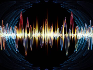 Dalga fonksiyonu serisi. Bileşimi renkli sinüs titreşimler, ışık ve ses ekolayzer, müzik projeleri için fon olarak hizmet etmek için fraktal öğeleri spektrum ve kuantum olasılık