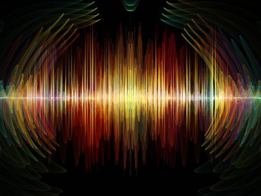 Dalga fonksiyonu serisi. Zemin renkli sinüs titreşimler, ışık ve ses ekolayzer, müzik konusunda tasarımlar tamamlayacak fraktal öğeleri spektrum ve kuantum olasılık