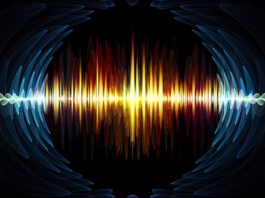 Dalga fonksiyonu serisi. Zemin renkli sinüs titreşimler, ışık ve ses ekolayzer, müzik konusunda tasarımlar tamamlayacak fraktal öğeleri spektrum ve kuantum olasılık