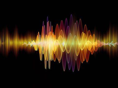 Dalga fonksiyonu serisi. Renkli sinüs titreşimleri soyut kompozisyon, ışık ve fraktal öğeleri için ses ekolayzer, projelerde müzik spektrum ve kuantum olasılık