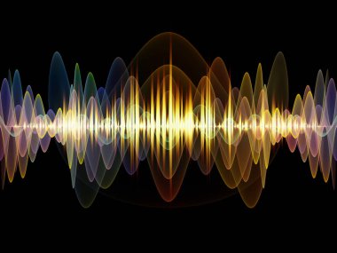 Dalga fonksiyonu serisi. Renkli sinüs titreşimleri soyut kompozisyon, ışık ve fraktal öğeleri için ses ekolayzer, projelerde müzik spektrum ve kuantum olasılık