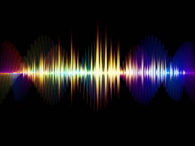 Dalga fonksiyonu serisi. Renkli sinüs titreşimleri soyut kompozisyon, ışık ve fraktal öğeleri için ses ekolayzer, projelerde müzik spektrum ve kuantum olasılık