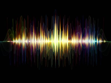 Dalga fonksiyonu serisi. Renkli sinüs titreşimleri soyut kompozisyon, ışık ve fraktal öğeleri için ses ekolayzer, projelerde müzik spektrum ve kuantum olasılık