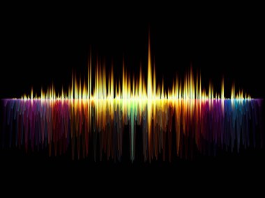 Dalga fonksiyonu serisi. Renkli sinüs titreşimleri soyut kompozisyon, ışık ve fraktal öğeleri için ses ekolayzer, projelerde müzik spektrum ve kuantum olasılık