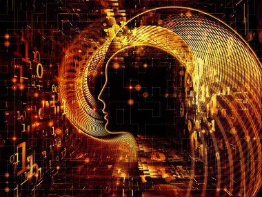 Adam ve numaraları serisi. Sembolik insan profili ve basamak mecazi ilişki bilim, bilgi teknolojileri ve eğitim ile kompozisyon