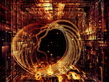 Adam ve numaraları serisi. Sembolik insan profili ve basamak mecazi ilişki bilim, bilgi teknolojileri ve eğitim ile kompozisyon