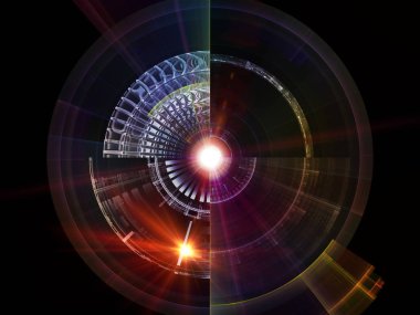 Geometri teknoloji serisi. Bilim, bilgi teknolojileri ve eğitim mecazi ilişkisi olan teknolojik fraktal yapıları kompozisyonu