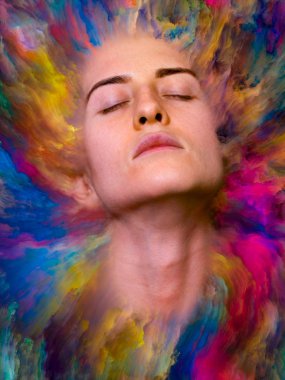 Dünya serisi. Duygular, duygular, iç dünya, yaratıcılık ve hayal gücü konularında kadın portresinin etkileşimi.