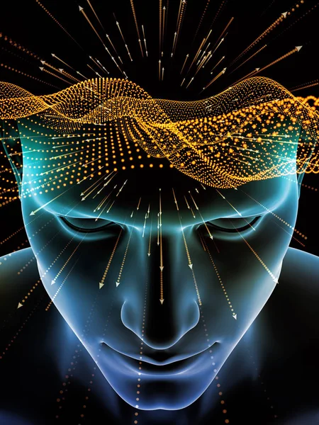 Elements Mind Series Illustration Human Head Symbols Technology Subject Science — Stock Photo, Image