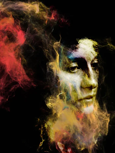 Сюрреалистичный Портрет Пыли Организация Фрактального Дыма Женского Портрета Тему Духовности — стоковое фото