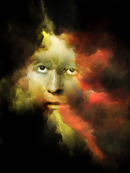 Soul Shadow Series Surreal Portrait Female Face Fused Colored Fractal — Stock Photo, Image