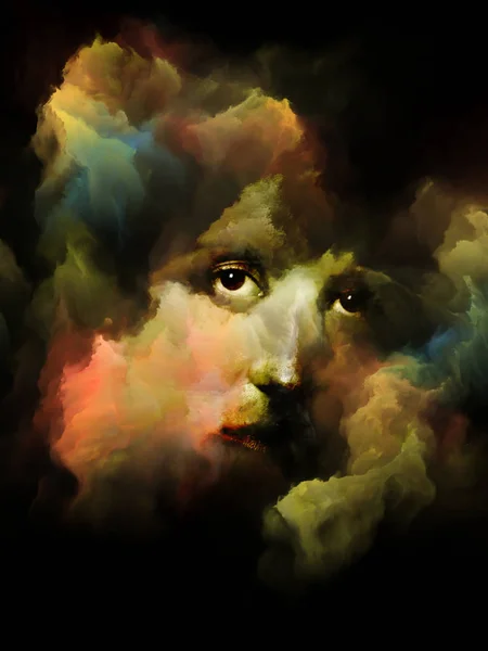 Schaduw Serie Surrealistisch Portret Van Vrouwelijke Gezicht Gefuseerd Met Gekleurde — Stockfoto
