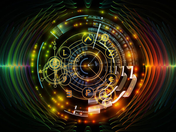 Astral Glow series. Interplay of sacred geometry lines, astrology symbols and lights on the subject of spirituality, magic and mysticism