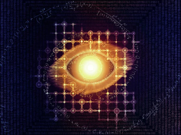 Série Eye Knowledge Arranjo Ícone Olho Fórmula Número Explosão Luz — Fotografia de Stock