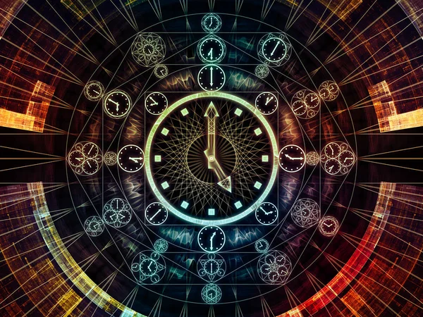 Saat serisi daireler. Arka plan tasarım saat semboller ve fraktal öğeleri bilim, eğitim ve tahmini konusu üzerinde