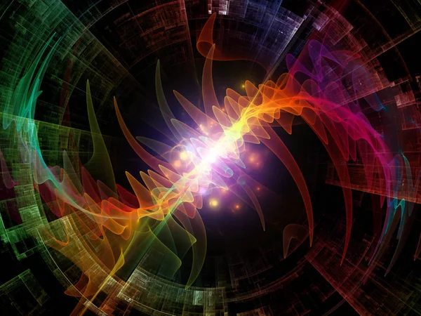 Wellenfunktionsreihen Kreative Anordnung Von Farbigen Sinusschwingungen Licht Und Fraktalen Elementen — Stockfoto