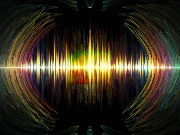 Wellenfunktionsreihen Hintergrundgestaltung Farbiger Sinusschwingungen Licht Und Fraktalelemente Für Illustrationen Sound — Stockfoto