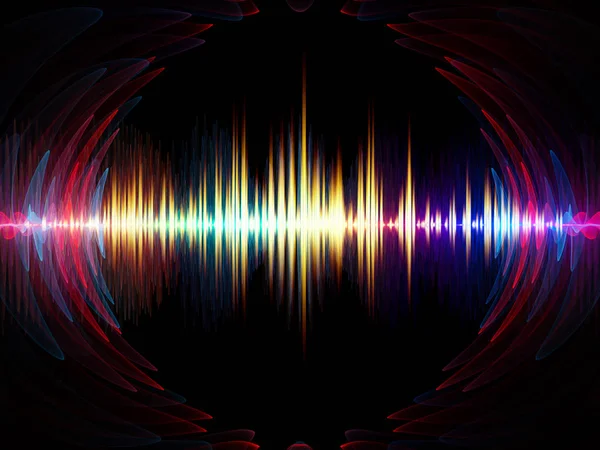 Wave Function series. Composition of  colored sine vibrations, light and fractal elements to serve as backdrop for projects on sound equalizer, music spectrum and  quantum probability