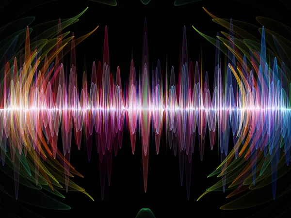 Wave Function series. Backdrop of  colored sine vibrations, light and fractal elements to complement designs on the subject of sound equalizer, music spectrum and  quantum probability