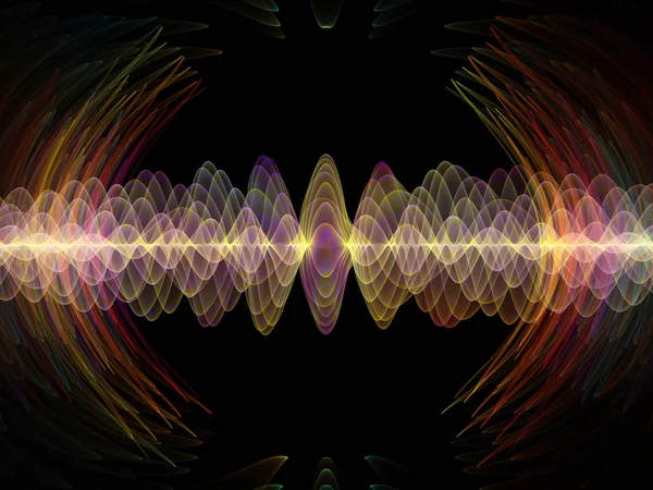 波動関数のシリーズ 背景色の正弦振動 音のイコライザー 音楽をテーマにデザインを補完するためにフラクタル素子のスペクトルと量子確率 — ストック写真
