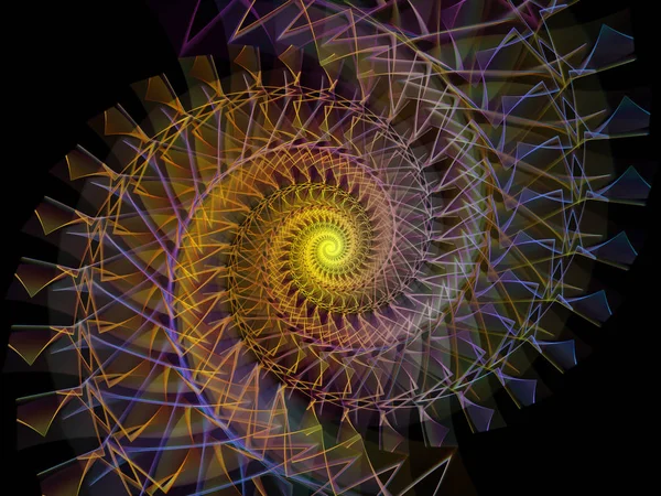 Спіральна Геометрія Серії Взаємодія Кругових Вихорів Фрактальних Елементів Тему Математики — стокове фото
