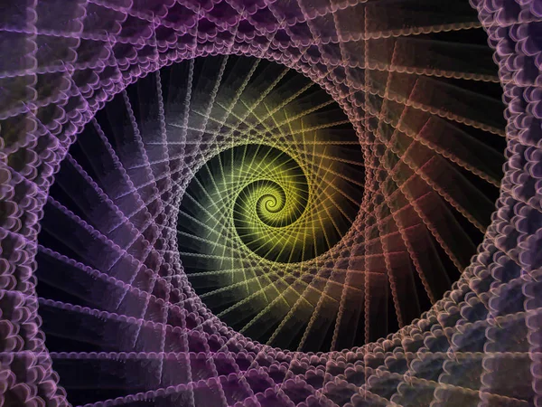 螺旋几何系列 科学学科中分形元素旋涡的抽象设计 — 图库照片