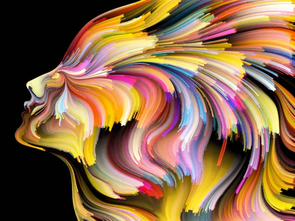 Серия Лицо Цвета Абстрактный Дизайн Человеческого Профиля Красочных Линий Движущейся — стоковое фото