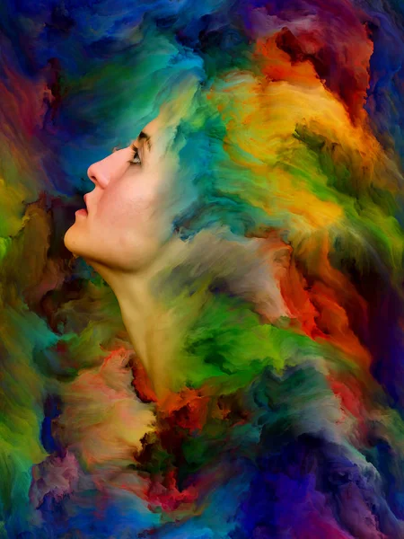 Woman World Series Design Composed Female Portrait Fused Vibrant Paint — Stock Photo, Image