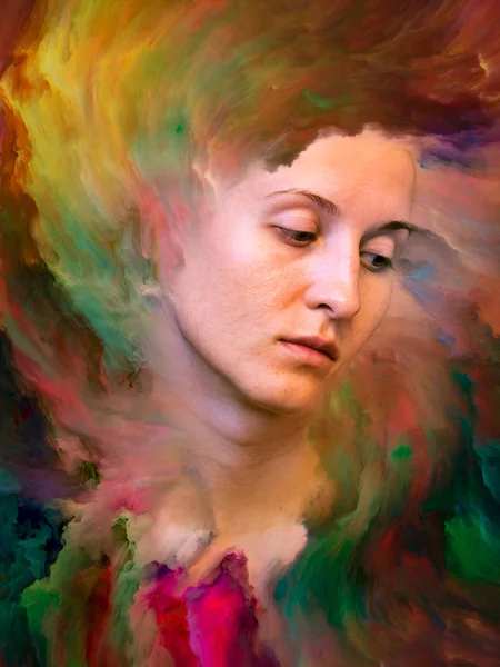 Sua Série Mundial Composição Retrato Feminino Fundido Com Tinta Vibrante — Fotografia de Stock