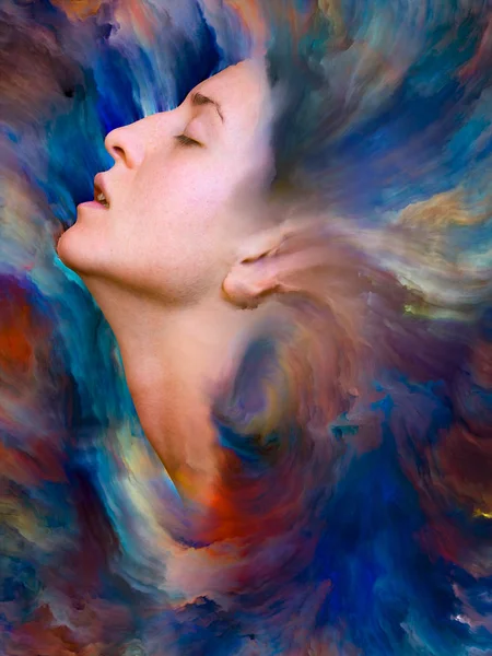 Série Mondiale Composition Portrait Féminin Fusionné Avec Peinture Vibrante Appropriée — Photo
