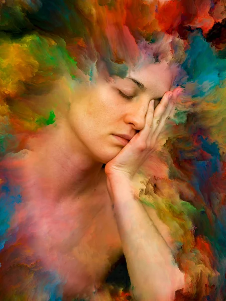 Ihre Weltserie Komposition Von Frauenporträt Verschmolzen Mit Lebendiger Farbe Zum — Stockfoto