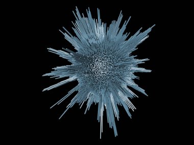 Konu gösterimi bilgisayar grafik için bir grafik elemanı olarak fraktal gürültü ve siyah arka plan üzerine solated tarafından bozuk ilkel 3D render