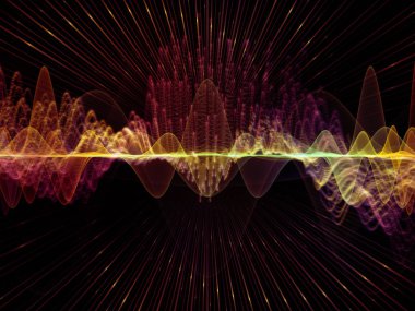 Dalga fonksiyonu serisi. Renkli sinüs titreşimler, ışık ve fraktal öğeleri ses ekolayzer, müzik projelerde için uygun bir zemin olarak spektrum ve kuantum olasılık