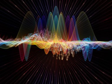 Dalga fonksiyonu serisi. Renkli sinüs titreşimler, ışık ve fraktal öğeleri ses ekolayzer, müzik projelerde için uygun bir zemin olarak spektrum ve kuantum olasılık