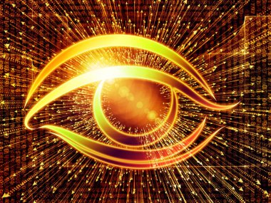 Bilgi serisi gözü. Göz simgesini ve ok Grafik bileşimi için bilim, eğitim ve modern teknoloji konu patlama