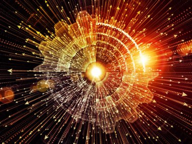 Bilgi patlama serisi. Oklar ve fraktal öğeleri bilim, bilgi teknoloji ve eğitim konusunda patlama bileşimi