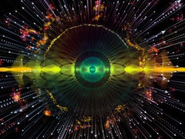 Dalga fonksiyonu serisi. Renkli sinüs titreşimler arka plan kompozisyon, ışık ve fraktal öğeleri ses ekolayzer, konu üzerinde müzik spektrum ve kuantum olasılık