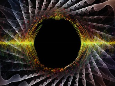 Dalga Fonksiyonu serisi. Ses eşitleyici, müzik spektrumu ve kuantum olasılığı için renkli sinüs titreşimleri, ışık ve fraktal elementlerin grafiksel bileşimi