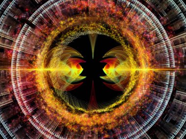 Dalga Fonksiyonu serisi. Renkli sinüs titreşimlerinden, ses eşitleyicisi, müzik spektrumu ve kuantum olasılığına uygun ışık ve fraktal elementlerden oluşan görsel çekici arkaplan