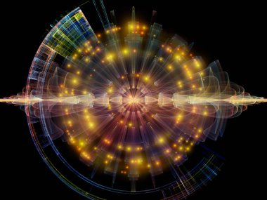 Dalga fonksiyonu serisi. Sanatsal soyutlama oluşan renkli sinüs titreşimleri, ışık ve fraktal öğeleri konu üzerinde ses ekolayzer, müzik spektrum ve kuantum olasılık