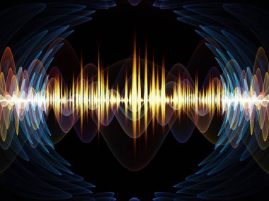 Dalga fonksiyonu serisi. Bileşimi renkli sinüs titreşimler, ışık ve ses ekolayzer, müzik projeleri için fon olarak hizmet etmek için fraktal öğeleri spektrum ve kuantum olasılık