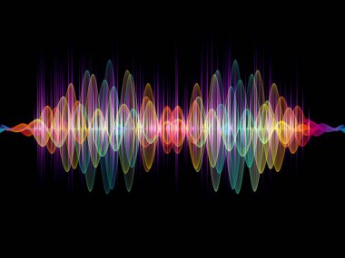 Dalga fonksiyonu serisi. Renkli sinüs titreşimlerin aranjman, ışık ve fraktal elemanları ses ekolayzer, projeler için fon olarak müzik spektrum ve kuantum olasılık