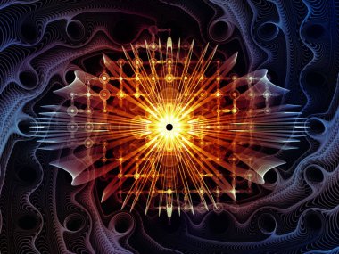 Bilgi serisi gözü. Bilim, eğitim ve modern teknoloji konusunda göz simgesi ve fraktal kılavuzunun zemin