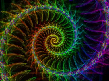 Sarmal geometri serisi. İplik girdap matematik, geometri ve bilim konusunda fraktal öğelerin düzenlenmesi