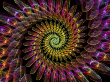 Sarmal geometri serisi. İplik girdap matematik, geometri ve bilim konusunda fraktal öğelerinin arka plan tasarımı