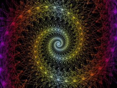 Sarmal geometri serisi. İplik girdap matematik, geometri ve bilim konusunda fraktal öğelerinin arka plan tasarımı