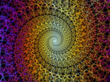 Sarmal geometri serisi. Matematik, geometri ve bilim konusunda bir metafor olarak iplik girdap fraktal elemanları tasarım oluşur